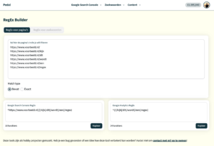 Voobeeld regex builder pedal